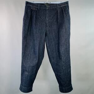 BEAMS Size XL Indigo Cotton Blend Twill Pleated Casual Pants
